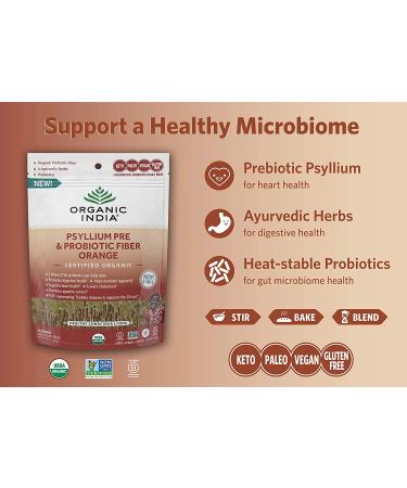 Organic India Psyllium Pre & Probiotic Fiber - Orange Flavor, 10 oz (283.5 g) - Buy Online on GoSupps.com