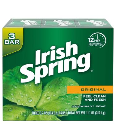 Irish Spring Deodorant Soap Original Bar, 3.7 Ounce (Pack of 3) original 3.7 Ounce (Pack of 3)
