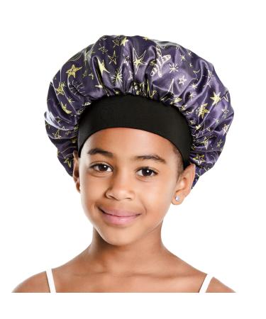 Red by Kiss Kids Satin Bonnet Sleep Cap Reversible Hair Bonnet for Boys and Girls Sleeping Night Silk Sleep Cap (Star) Multi Color