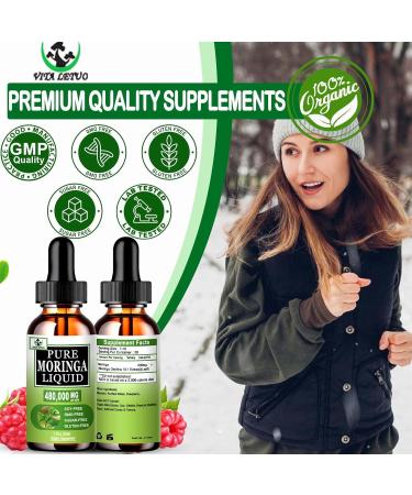 Organic Moringa Liquid Drops (2 Pack) | 8000mg Energy & Immune Support | 6X Absorption Superfood Supplement - Buy Online on GoSupps.com