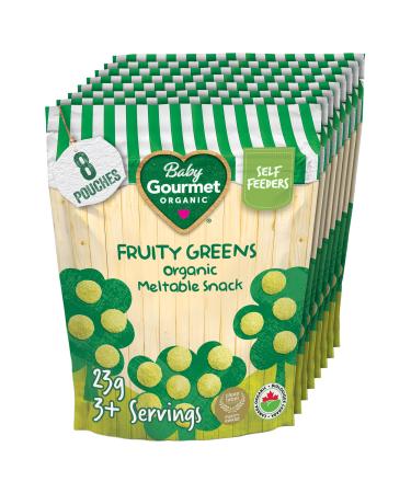 Baby Gourmet Mushies Organic Fruit And Veggie Snacks - Fruity Greens - Gluten-Free No Added Sugar Or Salt Non GMO Dairy-Free - 8x23g Packs Green
