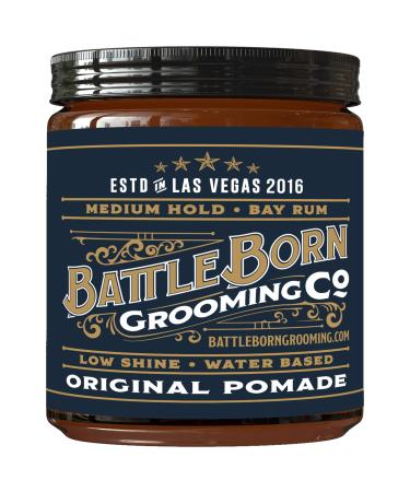 Battle Born Grooming Co Original Pomade for All Hair Types  Bay Rum  4 oz.  Medium Hold  Low Shine  Natural Ingredients  Water Based Bay Rum 4 Ounce (Pack of 1)