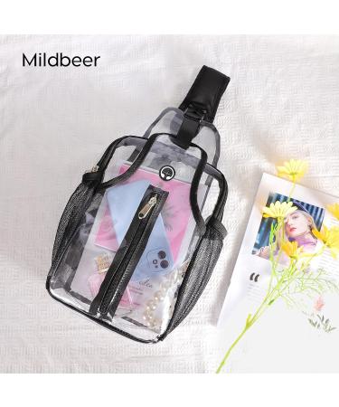 Mildbeer Small Clear Sling Bag - Stadium Approved Transparent Bag for Concerts, Festivals, Sports Games & Work - Black - Buy Online on GoSupps.com