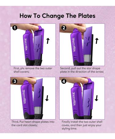 Terviiix Hair Crimper & 3D Hair Stamper with 4 Interchangeable Plates Including Zigzag & 3 Fun Patterns Crimper Hair Tool for Hair Keratin & Argan Oil Infused Crimping Iron for Volume Purple - Buy Online on GoSupps.com