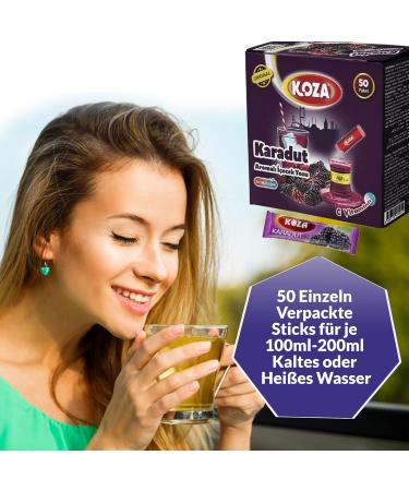 Koza Black Mulberry Instant Beverage Powder Sticks - 50 Pack | Hot & Cold Drink Mix | Turkish Tea & Iced Tea Powder - Buy Online on GoSupps.com