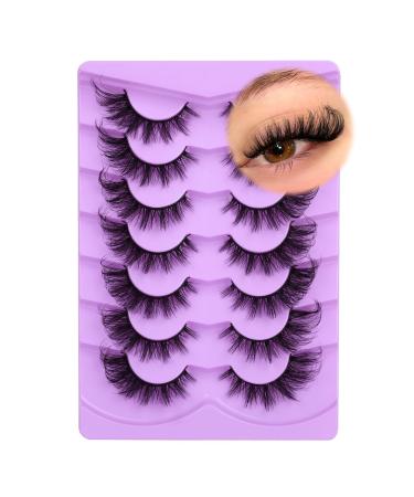 ALICE Fox Eye Lashes Fluffy Manga False Eyelashes 3D Wispy Cat Eye Lashes Wispy Anime Eyelashes Spiky Cosplay Fake Eye Lashes Pack 7 Pairs A001-Fluffy Fox Manga