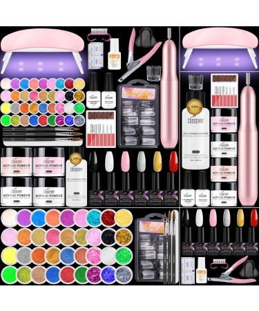 Cooserry Acrylic Nail Kit for Beginners with Everything - 115 in 1 Nail Kit Set Professional Acrylic with Everything Acrylic Nail Supplies Gel Nail Polish Kit with Light Acrylic Nail Kit with Drill Four season acrylic na...