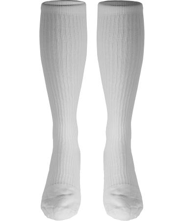 Truform Compression Socks for Men - 15-20 mmHg Cushion Foot Knee High White Large (1 Pair) - Best for Travel & Daily Comfort - Buy Online on GoSupps.com