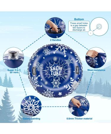47-Inch CAMULAND Snow Tube for Sledding | Heavy Duty Inflatable Sled for Kids & Adults | Towable Toboggan with Sledge Rope | Winter Outdoor Sports - Dark Blue - Buy Online on GoSupps.com
