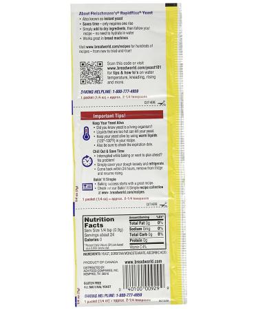 Fleischmann's RapidRise Yeast  3-Count Envelopes (Pack of 9) 0.25 Ounce (Pack of 27) - Buy Online on GoSupps.com