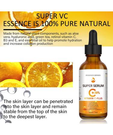 20% Vitamin C Serum with Hyaluronic Acid - Anti-Aging Dark Spot Treatment for Face & Decollete (60ML) - Boost Radiance & Hydration - Buy Online on GoSupps.com