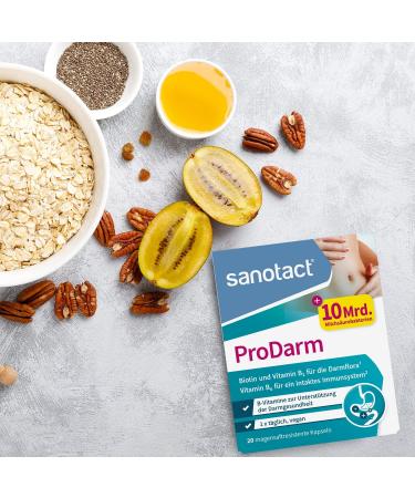 Sanotact Prodarm - 120 Capsules for Intestinal Renovation | 10 Billion Lactic Acid Cultures + 3 Bacterial Strains | Intestinal Cleaning Cure with Vitamins B6 B2 & Biotin | 6-Pack - Buy Online on GoSupps.com