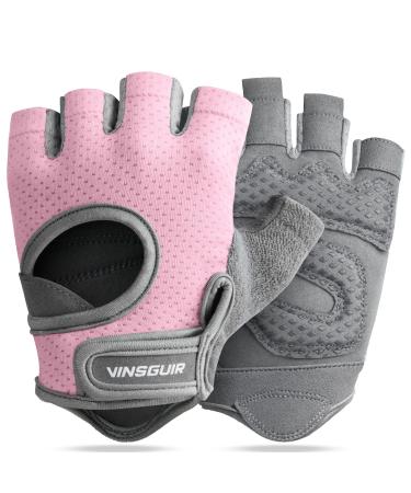 VINSGUIR Breathable Workout Gloves for Women, Weight Lifting Gloves for Gym, Cycling, Exercise, Fitness and Training, with Excellent Grip and Cushion Pads Pink Small