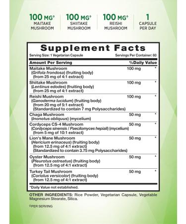 Nature's Truth Mushroom Supplement Capsules - 60 Count | Full Spectrum Super 8 Mushroom Complex - Non-GMO & Gluten Free - Buy Online on GoSupps.com