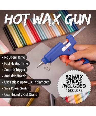 Wax Stamp Kit - 16 Colors Quick Melt Wax Gun with Seal Heads & Metallic Pens - Perfect for Wedding Invites & Christmas Letter Sealing - Buy Online on GoSupps.com