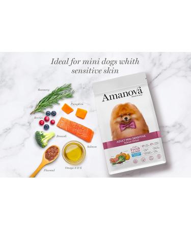 Amanova Super Premium Dry Dog Food for Small Breed Dogs with Sensitive Skin and Hair with Salmon Flavor - 100% Natural Hypoallergenic and Monoprotein - Grain Free - Cruelty Free (2 Kg) - Buy Online on GoSupps.com