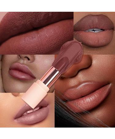 4Pcs Semi-Matte Nude Lipstick Set - Long Lasting Waterproof & Pigmented Velvet Finish for Women | Ideal Neutral Lip Makeup - Buy Online on GoSupps.com