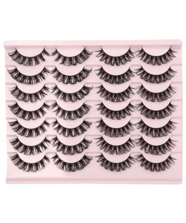 GMAGICTOBO Fluffy Lashes Russian Strips Lashes False Eyelashes D Curly 3D Faux Mink Lashes Pack Soft Fake Eye Lashes 14 Pairs Multipack Glam Russian Strip Lashes
