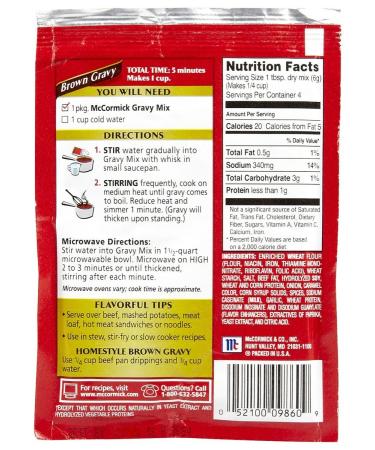 McCormick Brown Gravy Mix - 0.87 oz - Pack of 6 - Delicious and Easy to Prepare - Buy Online on GoSupps.com