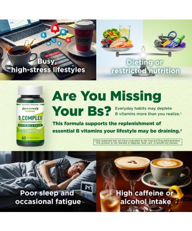INNERVISNUTRITION Bioactive B Complex with Active B12 & Folate Supports Energy, Brain & Nerve Health, 60 Vegan Capsules - Buy Online on GoSupps.com