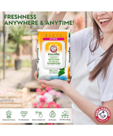 Arm & Hammer Face and Body Wipes - Alcohol-Free Deodorant Towelettes for Adults | 30 Travel-Friendly Shower Wipes | Perfect for Camping Gym and Bathing - Simply Fresh - Buy Online on GoSupps.com