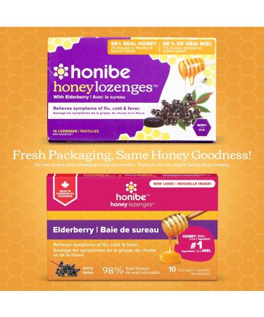 Honibe 100% Pure Honey Lozenges | Made in Canada | Mucus and Cough Relief | With Elderberry | 1 pack (10 lozenges) | Natural Berry - Buy Online on GoSupps.com