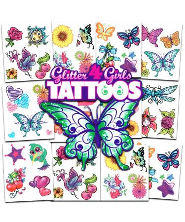 Crenstone Glitter Tattoos   50 Dazzling Designs   Hearts  Butterflies  Flowers  and More!