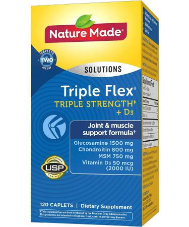 Nature Made Triple Flex Triple Strength + D3 - 120 Caplets for Joint Health - Buy Online on GoSupps.com