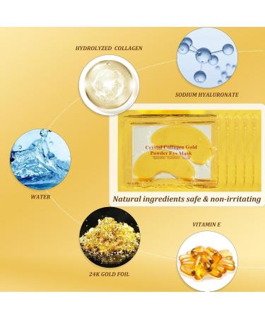 20 Pairs Under Eye Treatment Masks 24K Gold Collagen Eye Gel Pads Moisturizing Under Eye Patches Golden Eye Mask for Dark Circles Anti Wrinkle Puffy Eyes Hydrating - Buy Online on GoSupps.com