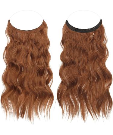 FESHFEN Invisible Wire Hair Extensions - Long Wavy Copper Red Synthetic Hair Piece 16 inch - Buy Online on GoSupps.com