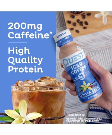 Quest Nutrition Iced Coffee Vanilla Latte - 1g Sugar 10g Protein 90 Calories 200mg Caffeine - 4 Count (2.5 Fl Oz - Buy Online on GoSupps.com