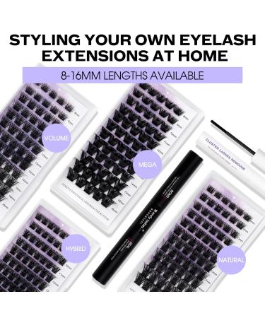 Lash Clusters DIY Eyelash Extensions - C/D Curl 8-16mm Mixed Soft & Wispy Individual Lashes for Volume | Matte Black Cluster Lashes - Buy Online on GoSupps.com