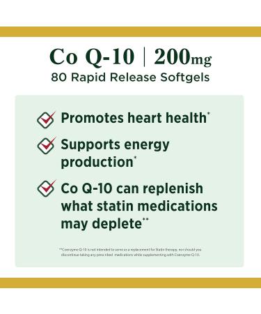 Nature's Bounty CoQ10 200mg - Supports Heart Health | 80 Rapid Release Softgels (Pack of 3) - International Shipping Available - Buy Online on GoSupps.com