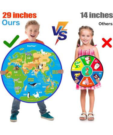 BooTaa 2 Pack 29 Large Dart Board Game Set with 20 Sticky Balls - Fun Indoor/Outdoor Party Game for Boys and Girls, Birthday Toy Gifts for Kids Ages 3-12 - Earth-Western Eastern Hemisphere - Buy Online on GoSupps.com