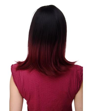 WIG ME UP H9705-2F118 Ladies Ombre Black & Aubergine Wig | Quality Shoulder Length Straight Wig with Curved Tips - Shop Internationally - Buy Online on GoSupps.com