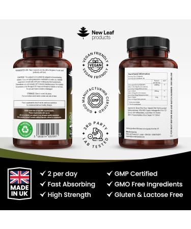 Ashwagandha KSM-66 and Lions Mane Capsules - High Strength 2000mg KSM-66 Ashwaghandha Root Extract and Lions Mane Mushroom Extract - 120 Vegan Capsules with Black Pepper - UK Made by New Leaf Ashwagandha KSM & Lions Mane - Buy Online on GoSupps.com