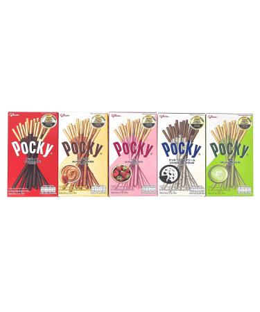 Pocky Biscuit Stick 5 Flavor Variety Pack (Pack of 5) (Total 7.2 oz) - Classic Flavors