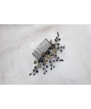 Kercisbeauty Women Black Crystal Hair Comb Slides Gothic Styles Bronze Headpiece for Evening Party Wedding Headband for Brides - Buy Online on GoSupps.com