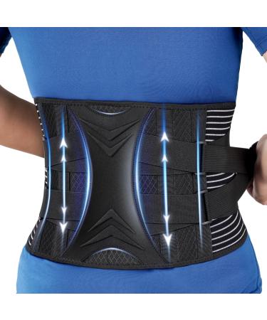 KKM Back Brace for Lower Back Pain Relief - Herniated Disc Sciatica Scoliosis Breathable Back Support Belt Lower Back Brace with Removable Lumbar Pad for Men & Women XL Black X-Large