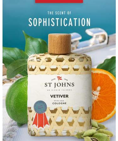 St Johns Classic Vetiver Cologne | New Virgin Islands Inspired Fresh Cologne Scent | Sophisticated Cologne Fragrance for Men (8 oz) - Buy Online on GoSupps.com