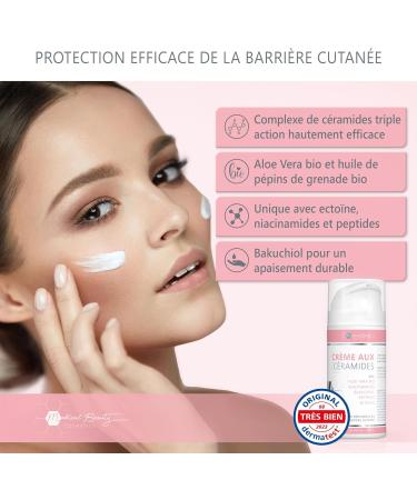 Ceramide Cream 100ml with 3 essential ceramides plus Aloe Vera Bakuchiol and organic pomegranate seed oil Vegan facial treatment to strengthen the skin barrier with niacinamides and ectoin - Buy Online on GoSupps.com