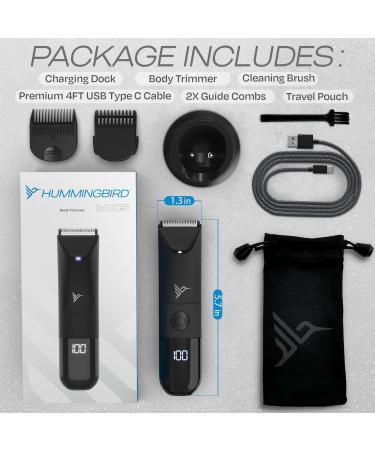 HUMMINGBIRD MK5 Men's Pubic Hair Trimmer - Ceramic Blade No Nick Waterproof USB-C Rechargeable LED Display Charging Dock & Travel Pouch - Buy Online on GoSupps.com