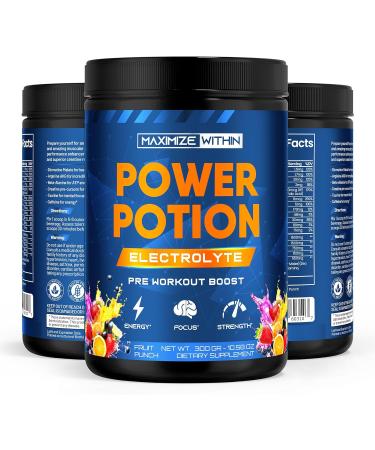 Maximize Within Power Potion Electrolyte Pre-Workout Boost with Creatine for Performance Beta Alanine for Muscle L-Citrulline for Pump Fruit Punch 10.58 oz - Buy Online on GoSupps.com