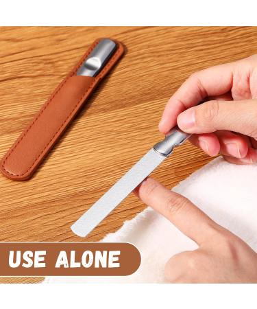 3-Piece Stainless Steel Nail File Set with Leather Case - Double Sided Heavy Duty Manicure Tools in Brown Sheath - Buy Online on GoSupps.com