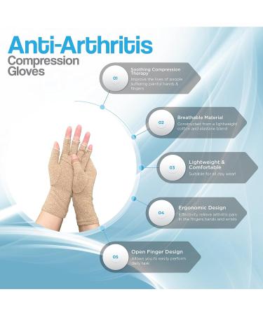 Hotcakes Compression Gloves - Arthritis Pain Relief for Men and Women - Beige XL - Buy Online on GoSupps.com