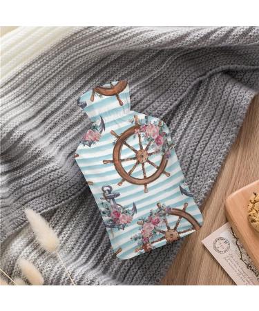 Hot Water Bottle with Lid - Anchor & Flowers Rubber Bag for Pain Relief Cramps Foot Warmer | Hot & Cold Therapy - Buy Online on GoSupps.com