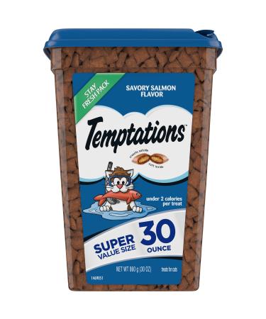 TEMPTATIONS Classic Crunchy and Soft Cat Treats, Savory Salmon, Multiple Sizes 1.9 Pound (Pack of 1)