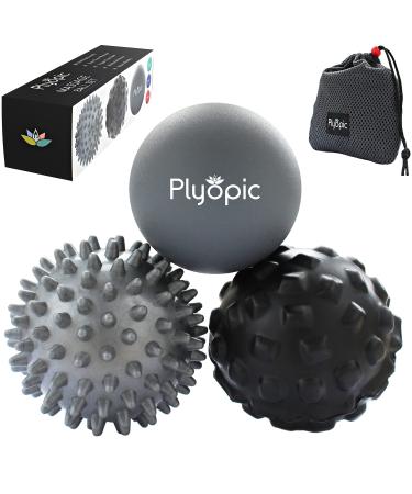 Plyopic Massage Ball Set  for Deep Tissue Muscle Recovery, Myofascial Release, Trigger Point Therapy, Mobility and Plantar Fasciitis Relief Massage Ball Set - Gray