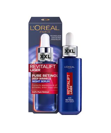 L'Or al Paris Retinol Serum anti-wrinkles night serum with vitamin A nourishing oil and hyaluronic acid Revitalift laser facial care 1 x 50 ml 50 ml (1 Pack) - Buy Online on GoSupps.com