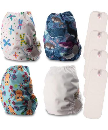 Littles & Bloomz Pocket Reusable Nappies NB-408MF4 - 4 Newborn Diapers with Microfibre Inserts - Buy Online on GoSupps.com